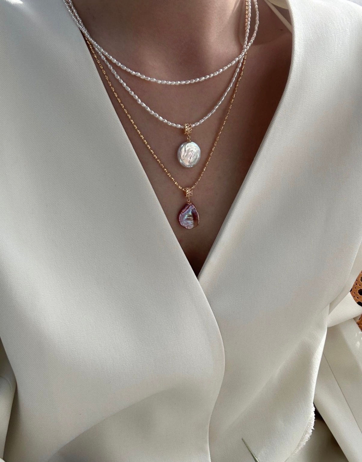 Heritage "Roman" Disc Pearl Pendant Necklace - 14K Gold Filled Accents