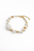 Artisan Baroque Pearl Charm Bracelet | 18K Gold Plated S925 Silver | Coin Pearl Statement Piece