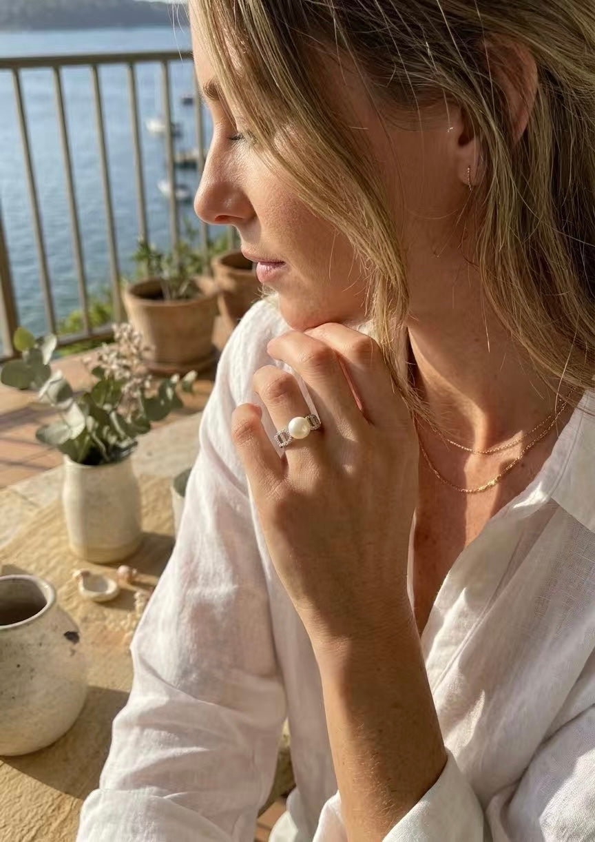 Petite Aurora AKoya Pearl Ring