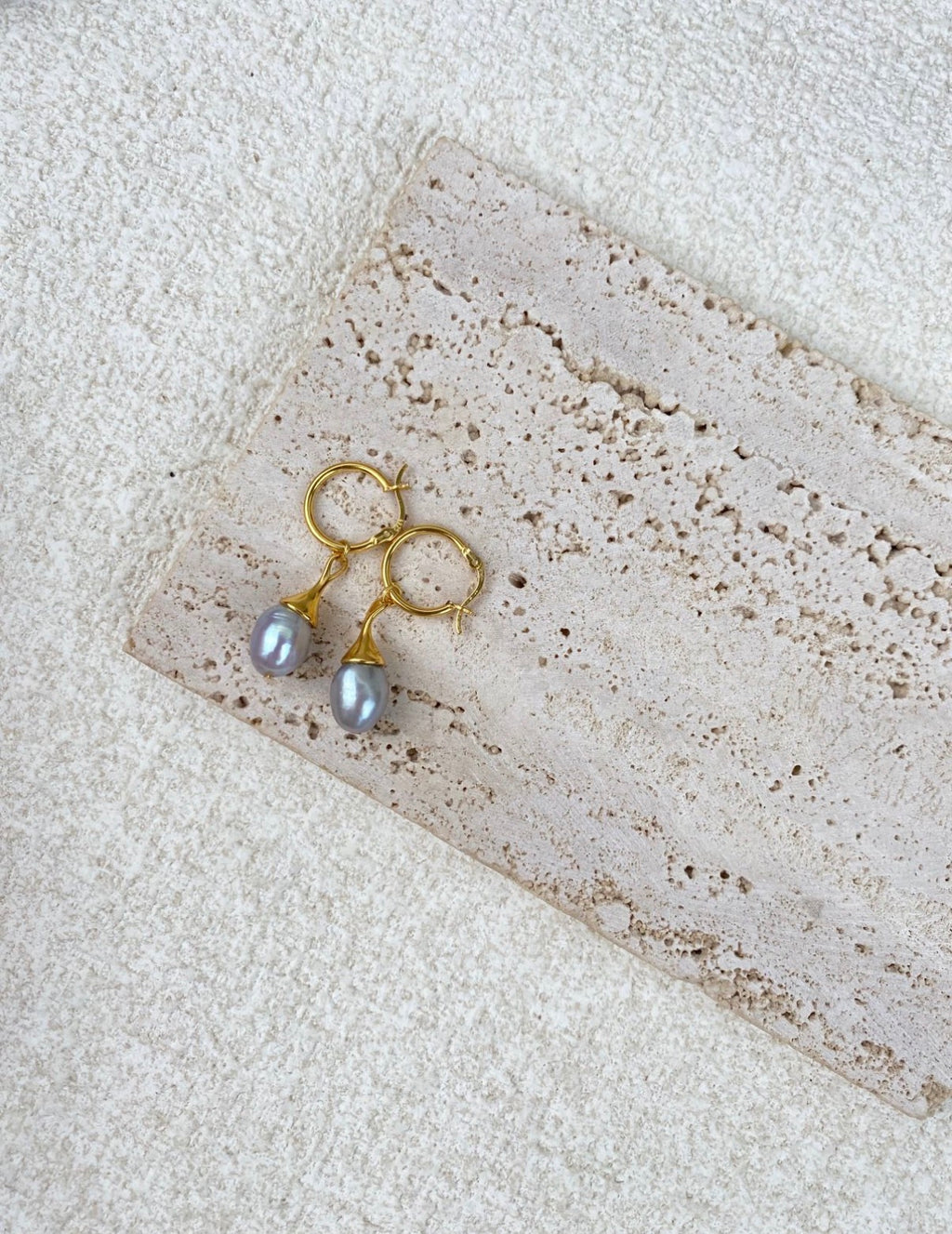 The Mist Elephant Grey Pearl Earrings
