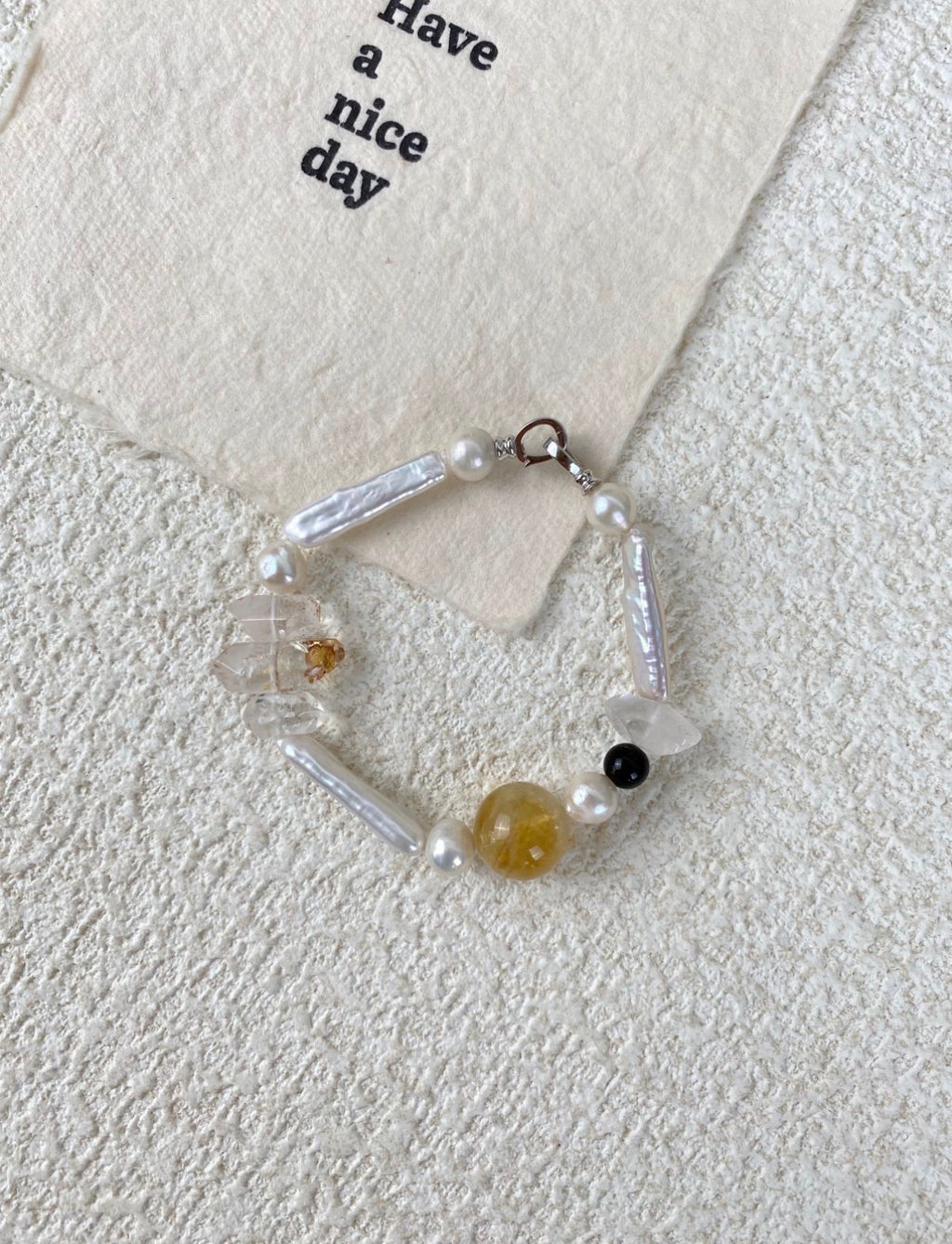 The Solar Flare Pearl & Citrine Bracelet