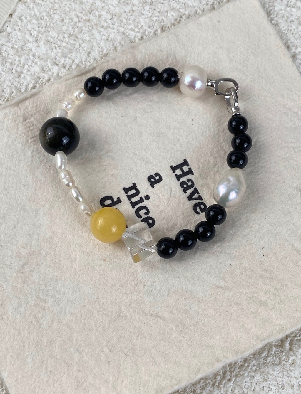 The Eclipse Mirage Golden Obsidian & Pearl Bracelet