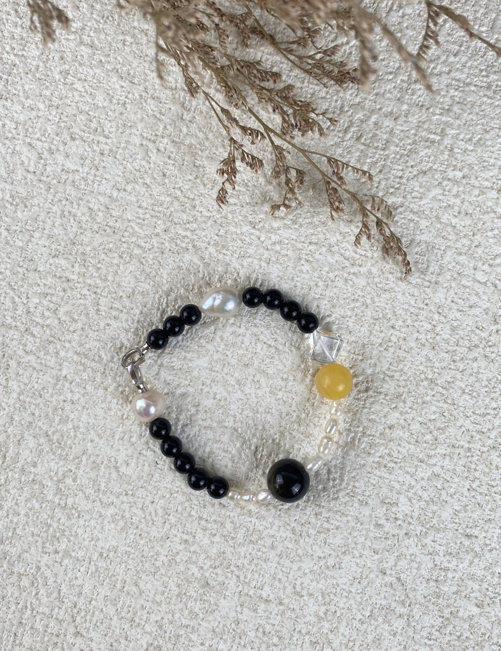 The Eclipse Mirage Golden Obsidian & Pearl Bracelet