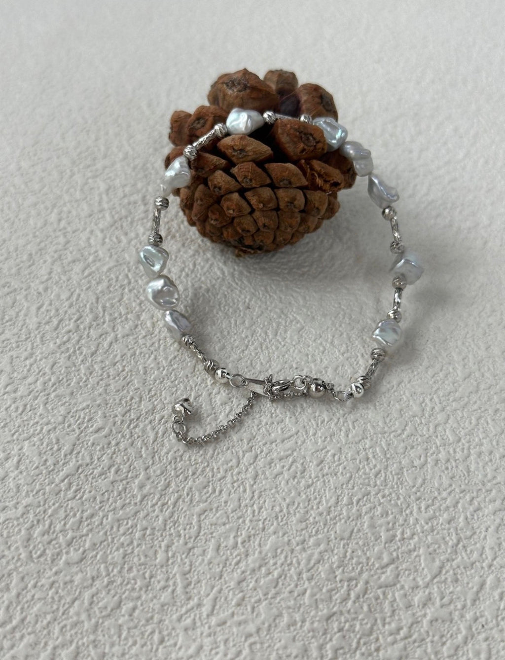 Natural Blue Baroque Pearl Bracelet in Sterling Silver