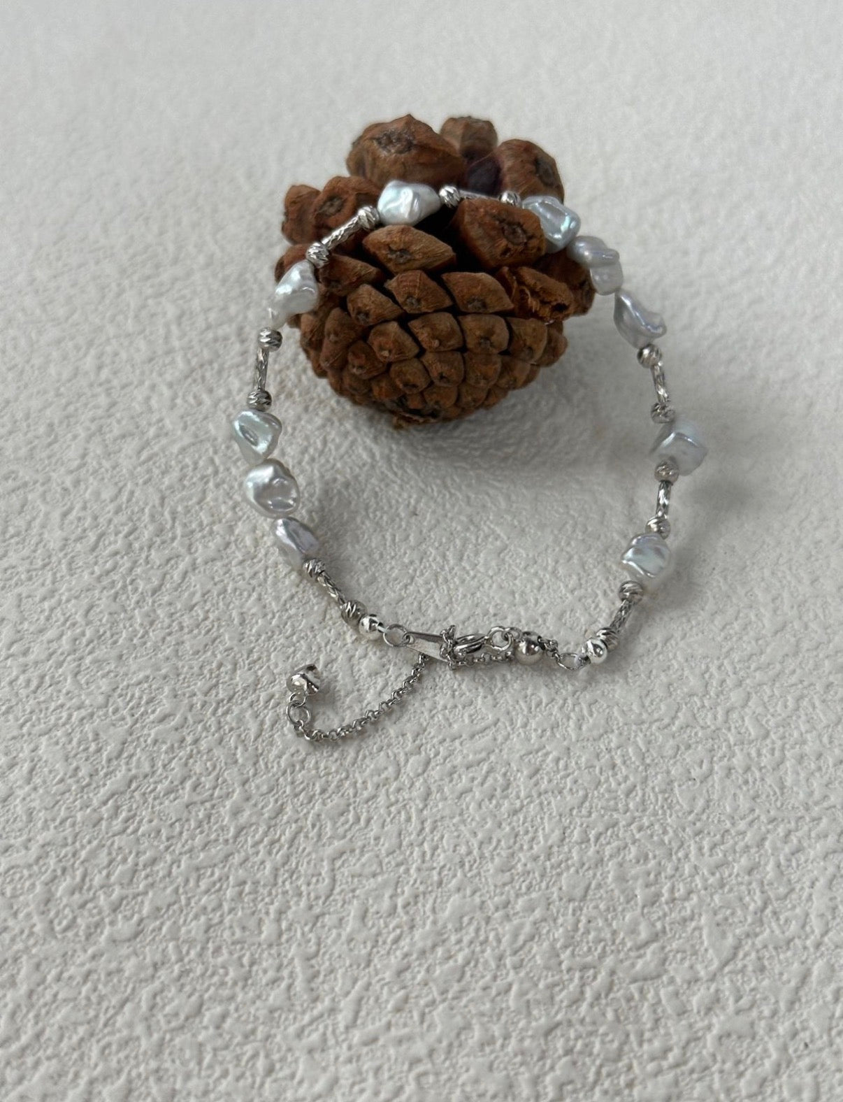 Natural Blue Baroque Pearl Bracelet in Sterling Silver