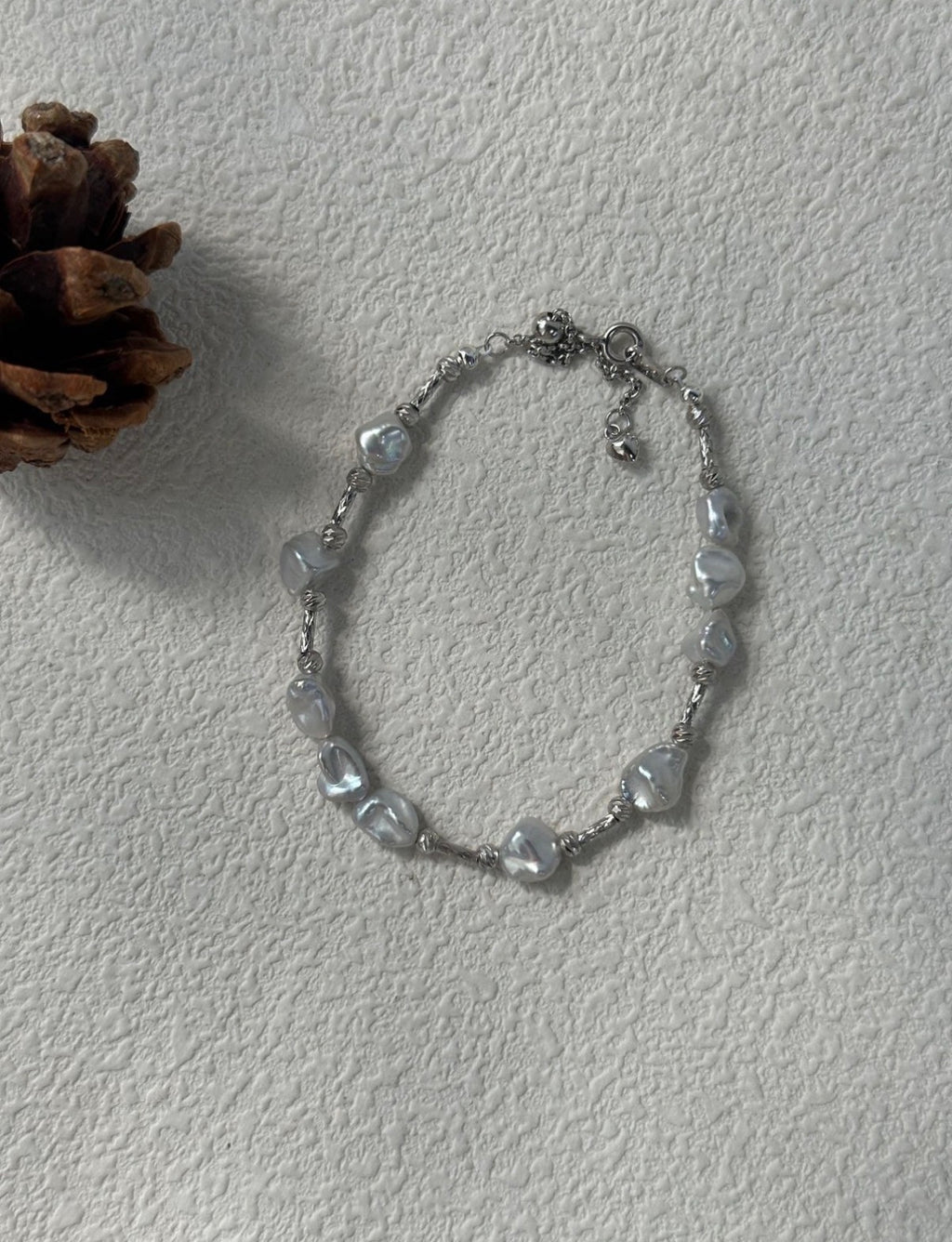 Natural Blue Baroque Pearl Bracelet in Sterling Silver