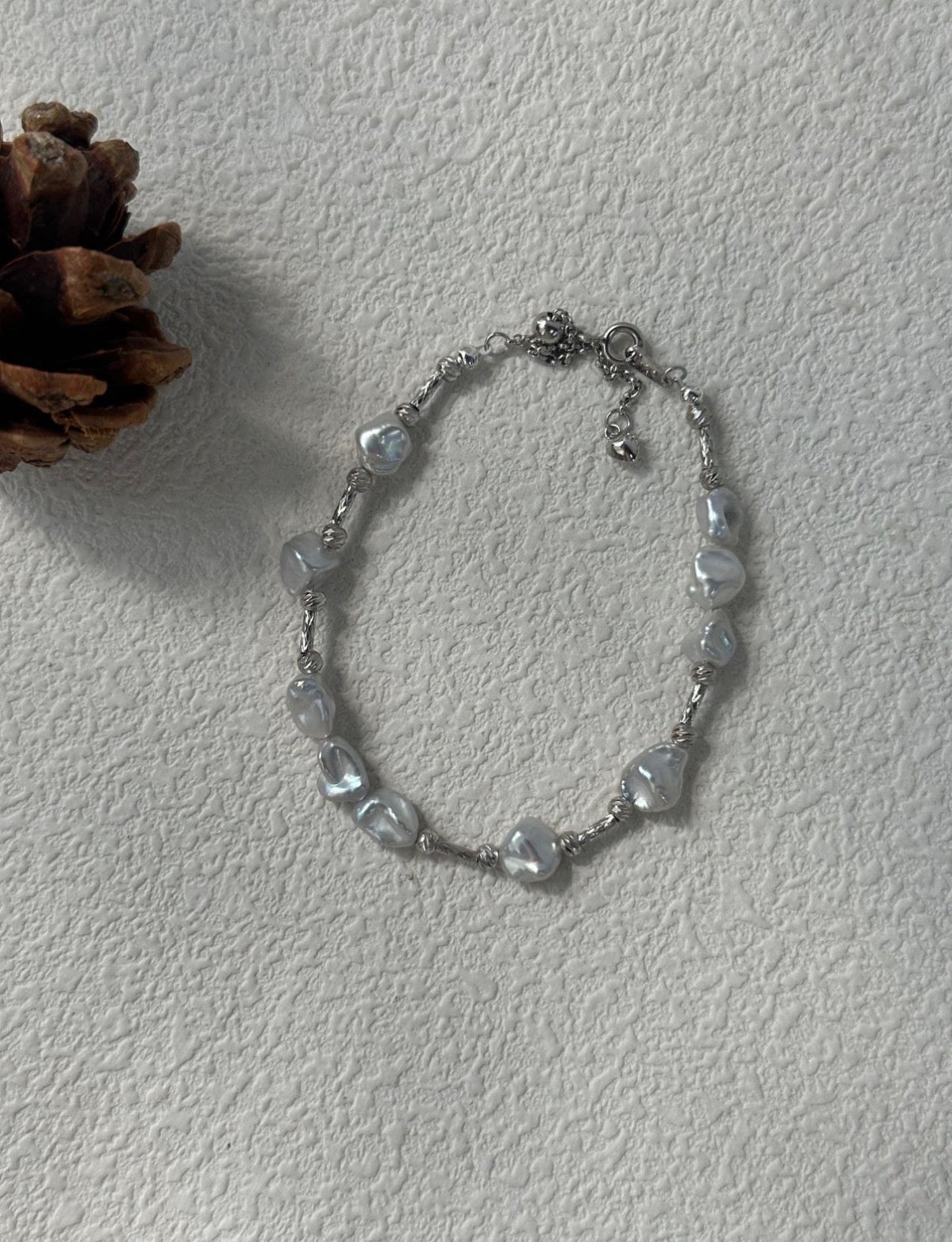 Natural Blue Baroque Pearl Bracelet in Sterling Silver