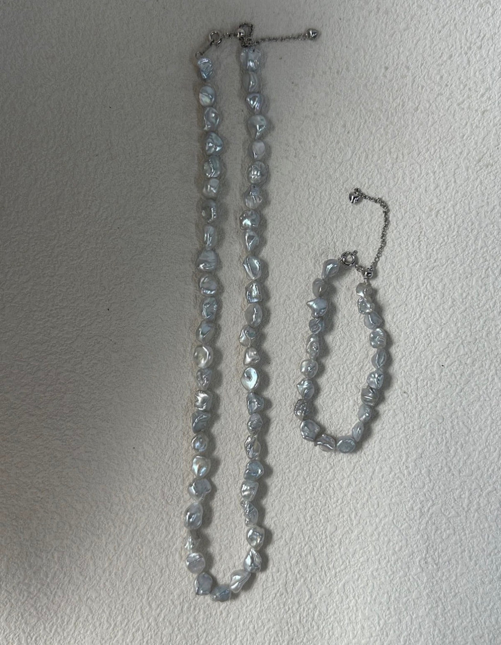 Natural "Blue Blood" Baroque Pearl Necklace | S925 Sterling Silver | Iridescent Icy Blue Luster