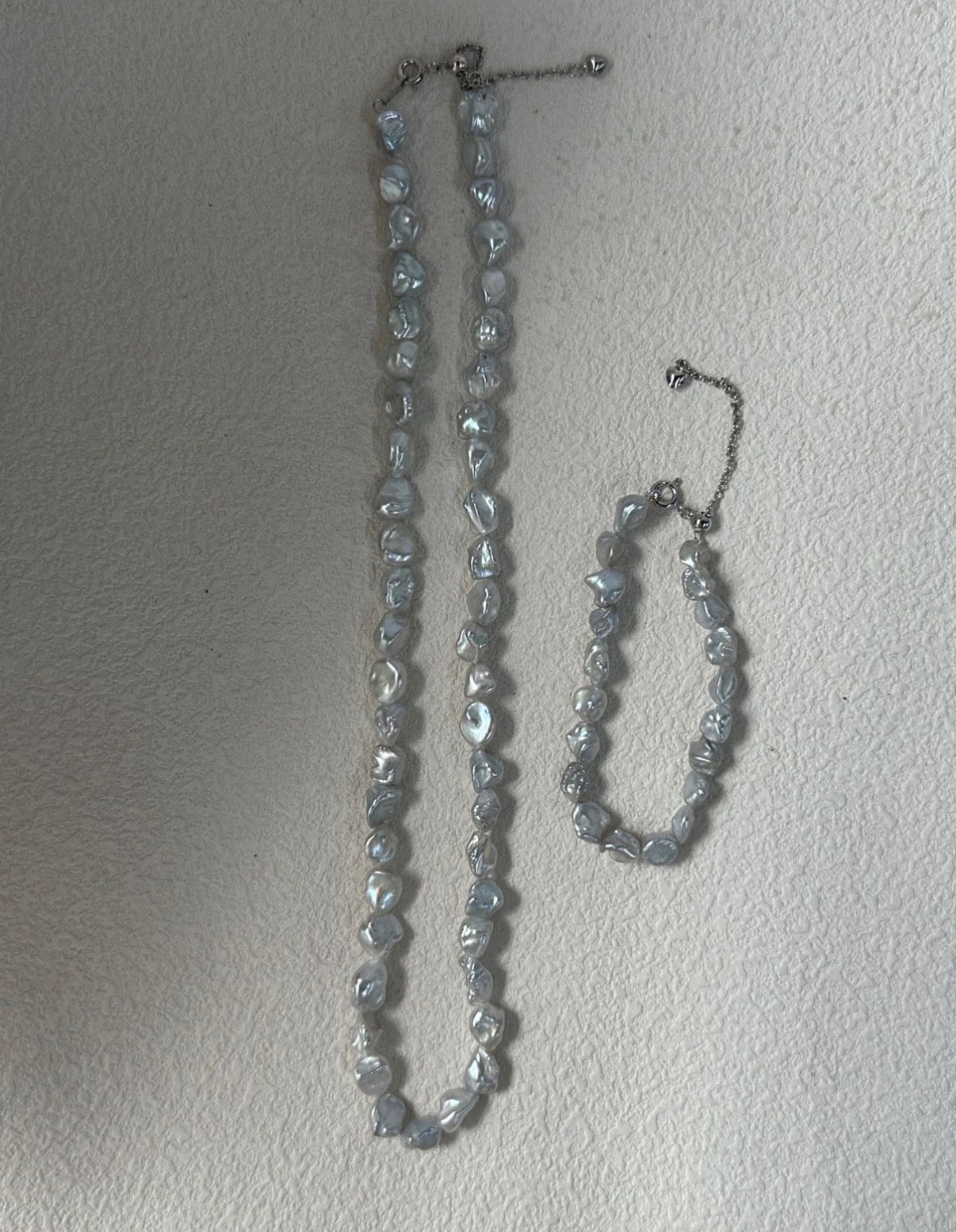 Natural "Blue Blood" Baroque Pearl Necklace | S925 Sterling Silver | Iridescent Icy Blue Luster