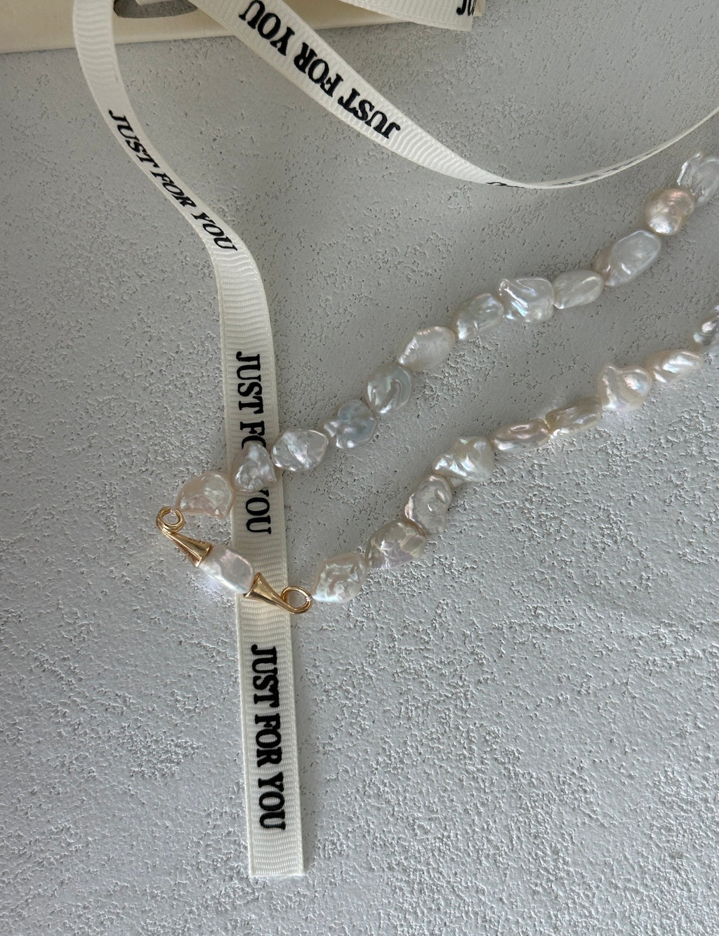 The Moustache" Baroque Pearl Necklace | 18K Gold Plated S925 Silver | Rare Silver-Blue Luster