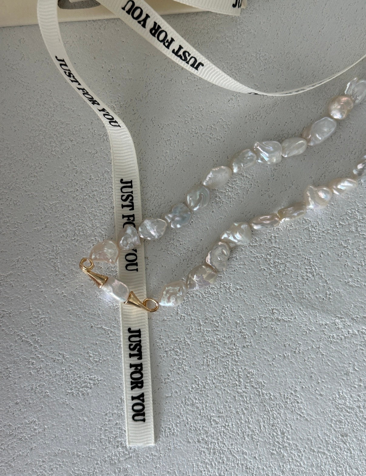 The Moustache" Baroque Pearl Necklace | 18K Gold Plated S925 Silver | Rare Silver-Blue Luster
