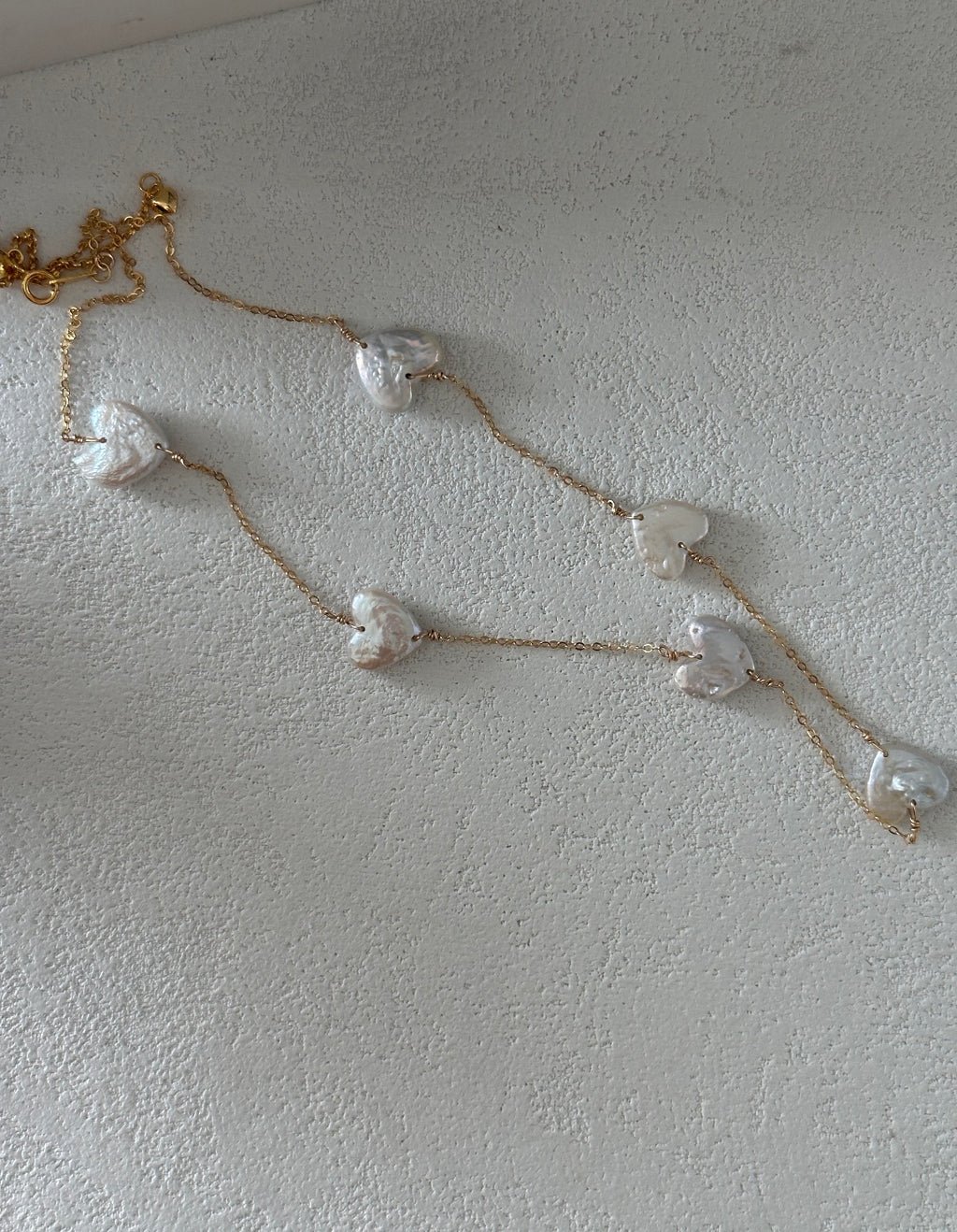Floating Heart Baroque Pearl Necklace | 14K Gold Filled Chain | Romantic Station Necklace