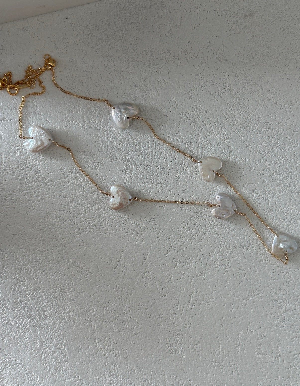Floating Heart Baroque Pearl Necklace | 14K Gold Filled Chain | Romantic Station Necklace
