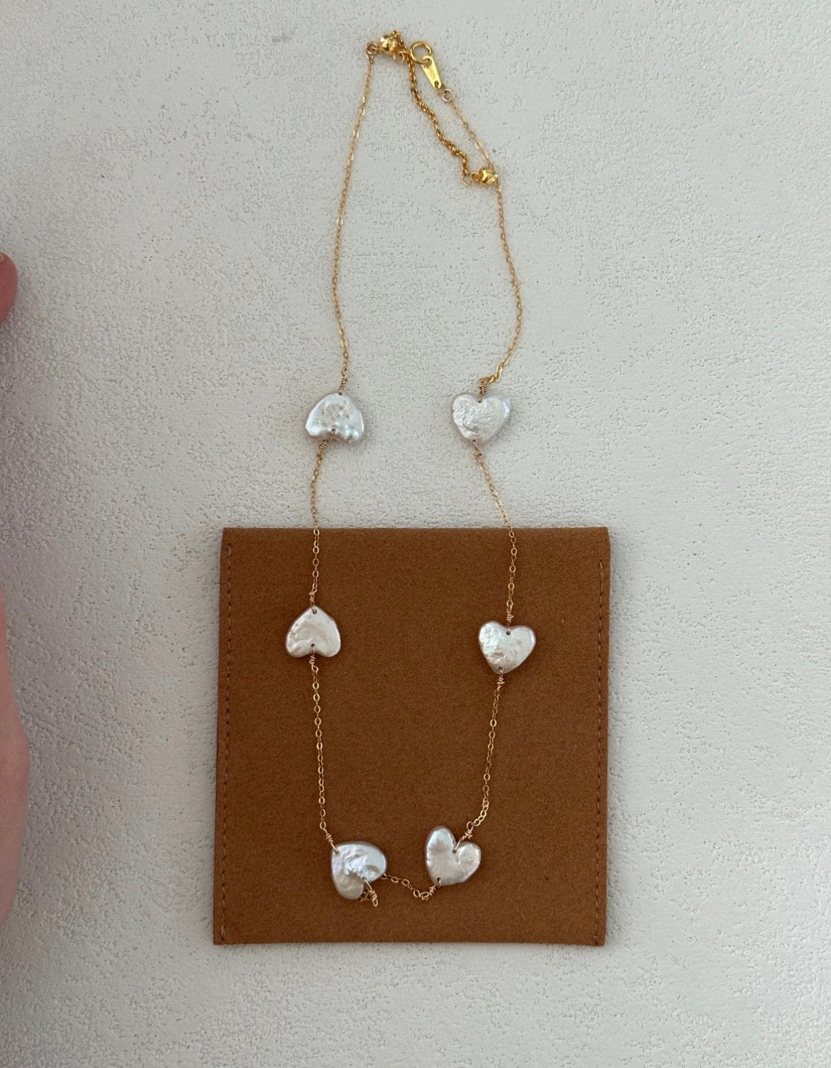 Floating Heart Baroque Pearl Necklace | 14K Gold Filled Chain | Romantic Station Necklace