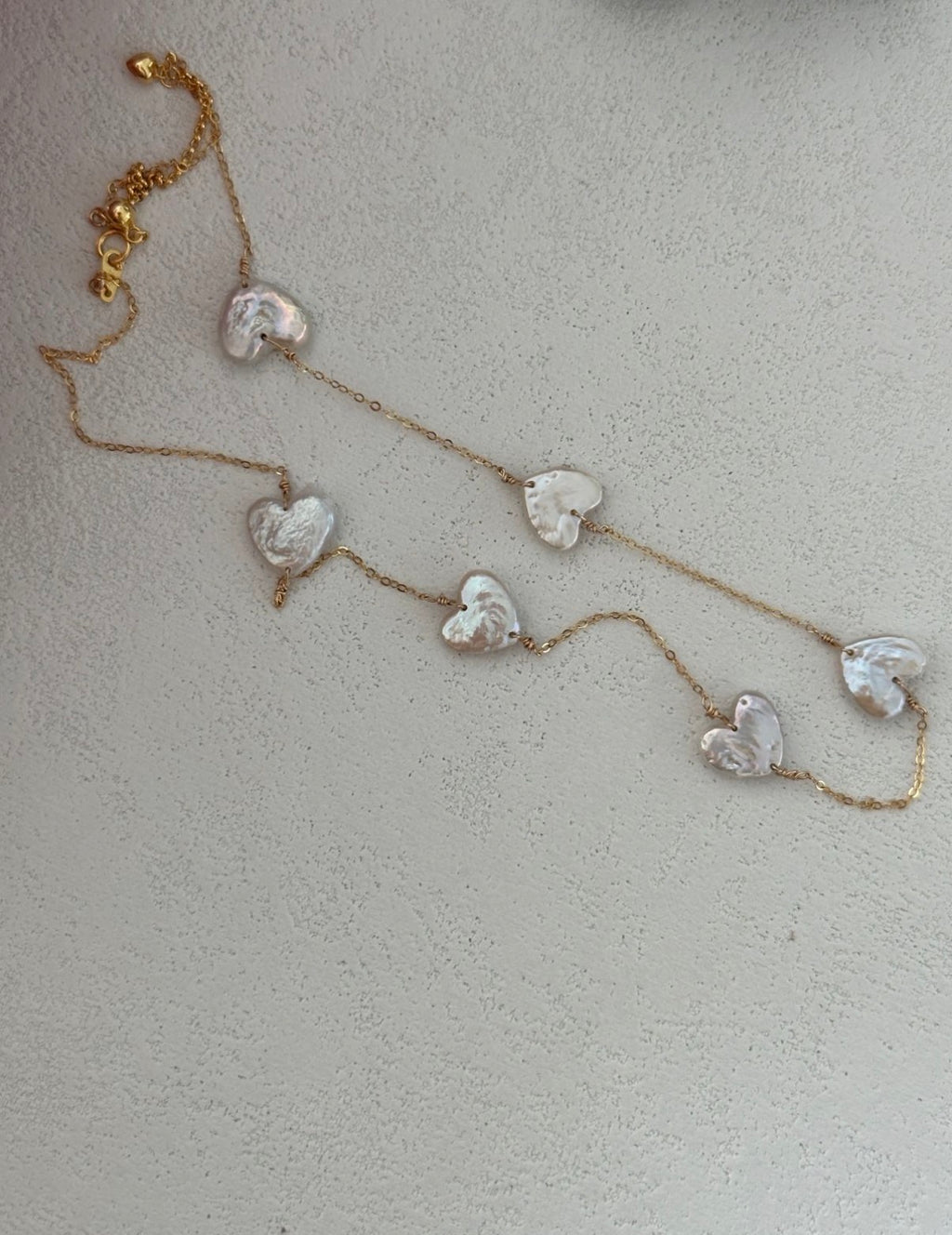 Floating Heart Baroque Pearl Necklace | 14K Gold Filled Chain | Romantic Station Necklace