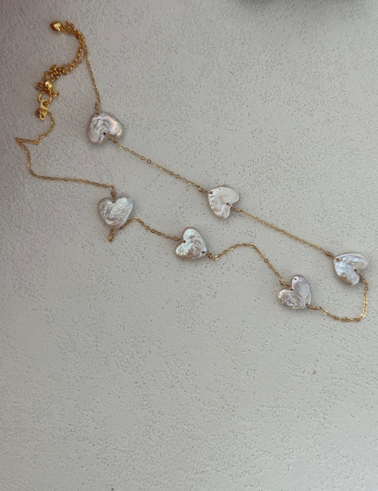 Floating Heart Baroque Pearl Necklace | 14K Gold Filled Chain | Romantic Station Necklace
