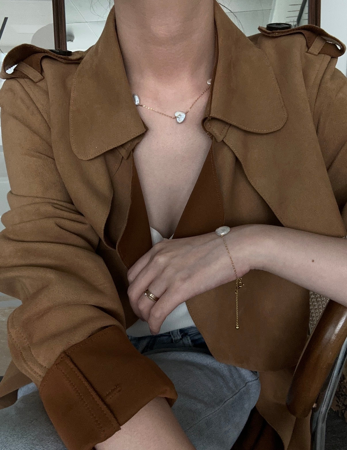 Floating Heart Baroque Pearl Necklace | 14K Gold Filled Chain | Romantic Station Necklace
