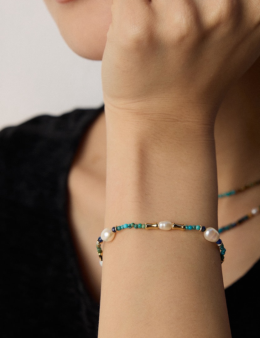 Lapis Lazuli | Turquoise | Baroque Pearls | Sterling Silver Bracelets