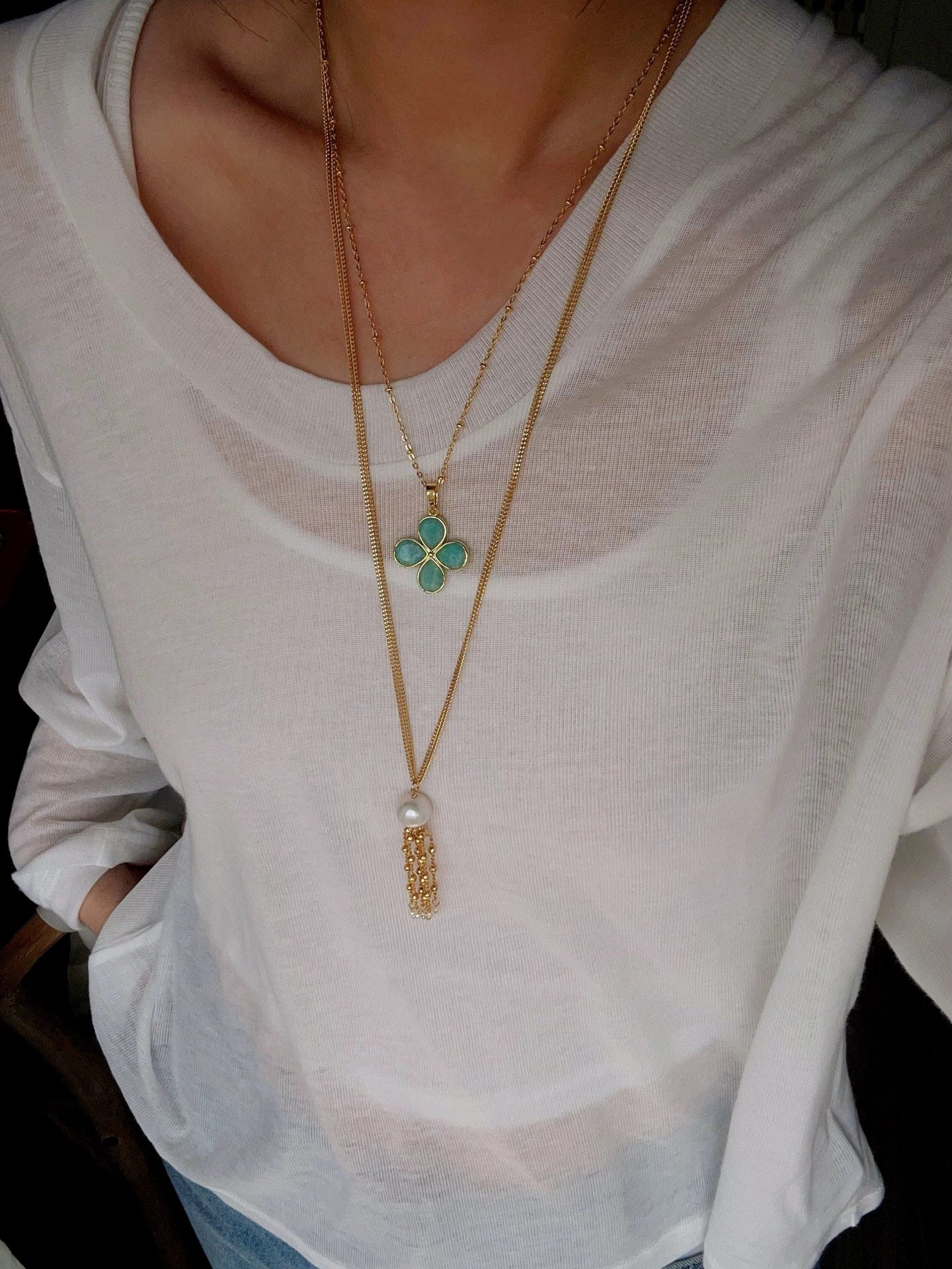 The Lucky Clover: Natural Gemstone Pendant Necklace