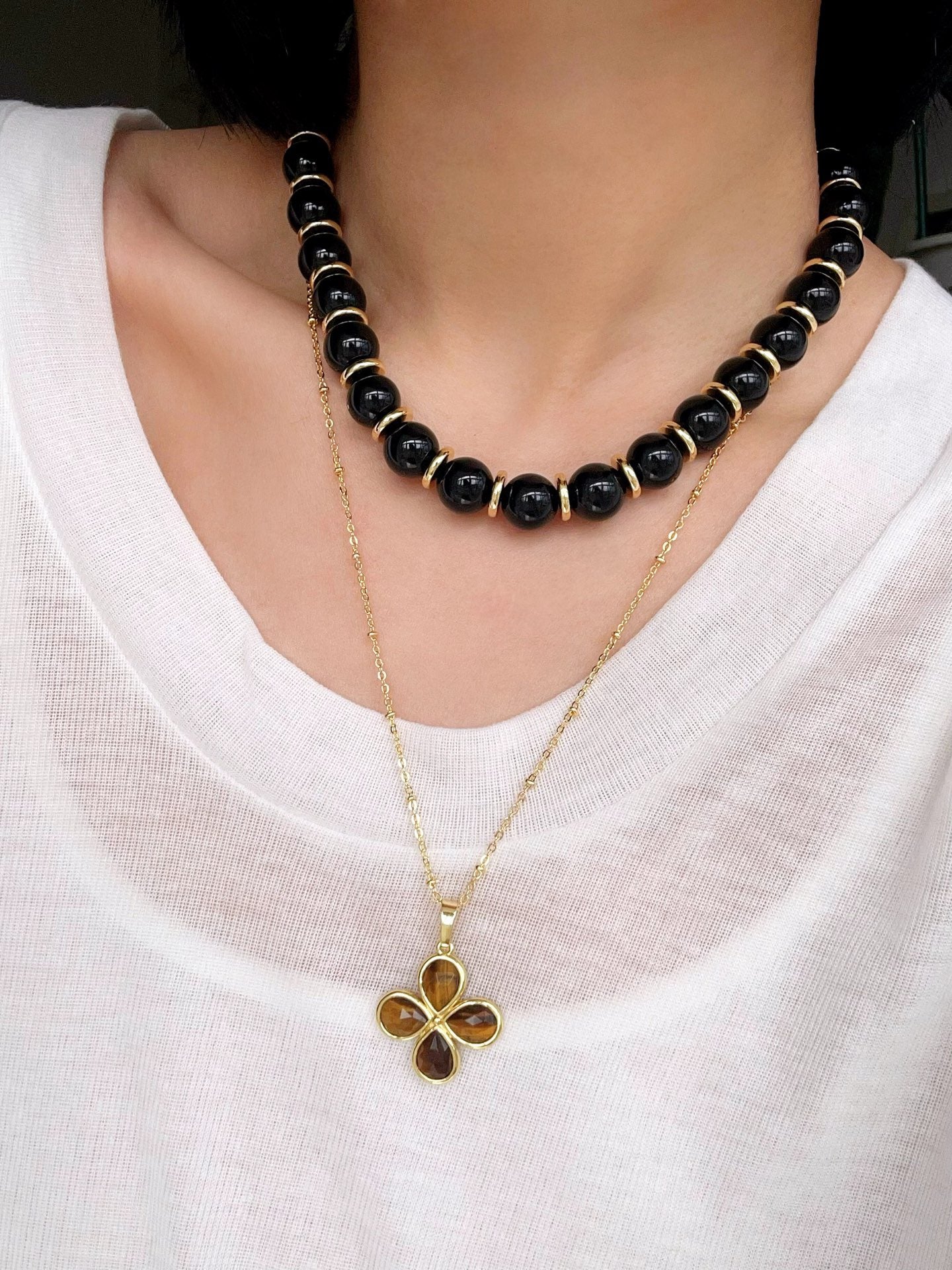 The Lucky Clover: Natural Gemstone Pendant Necklace