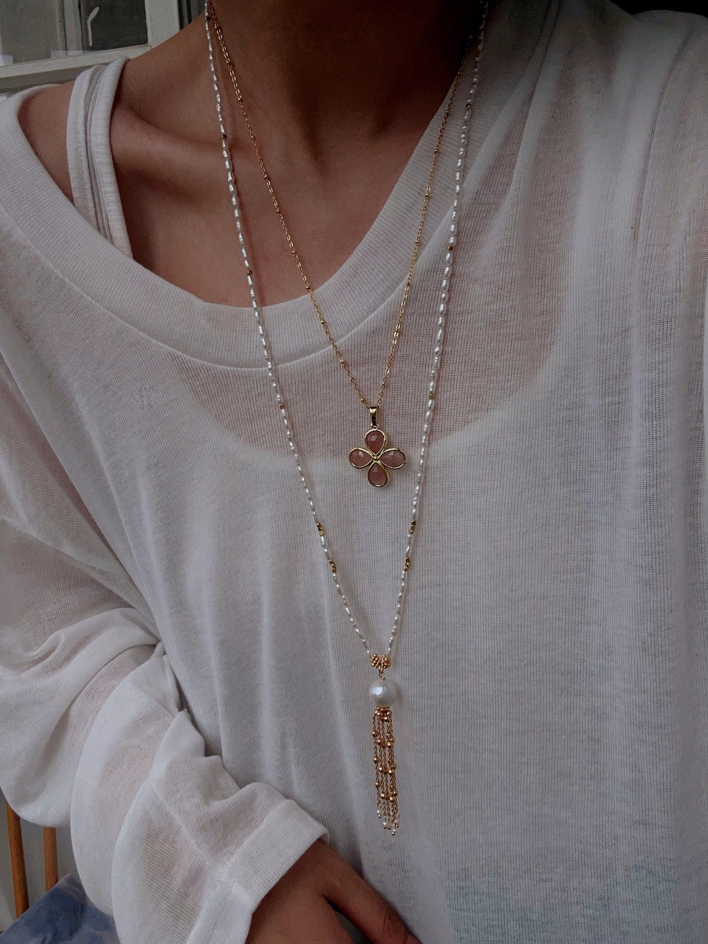The Lucky Clover: Natural Gemstone Pendant Necklace