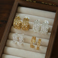 18K The Lace Collection: Intricate Hollow-Out Earrings
