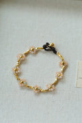 Sunstone Muse: Golden Square-Bead Floral Bracelet