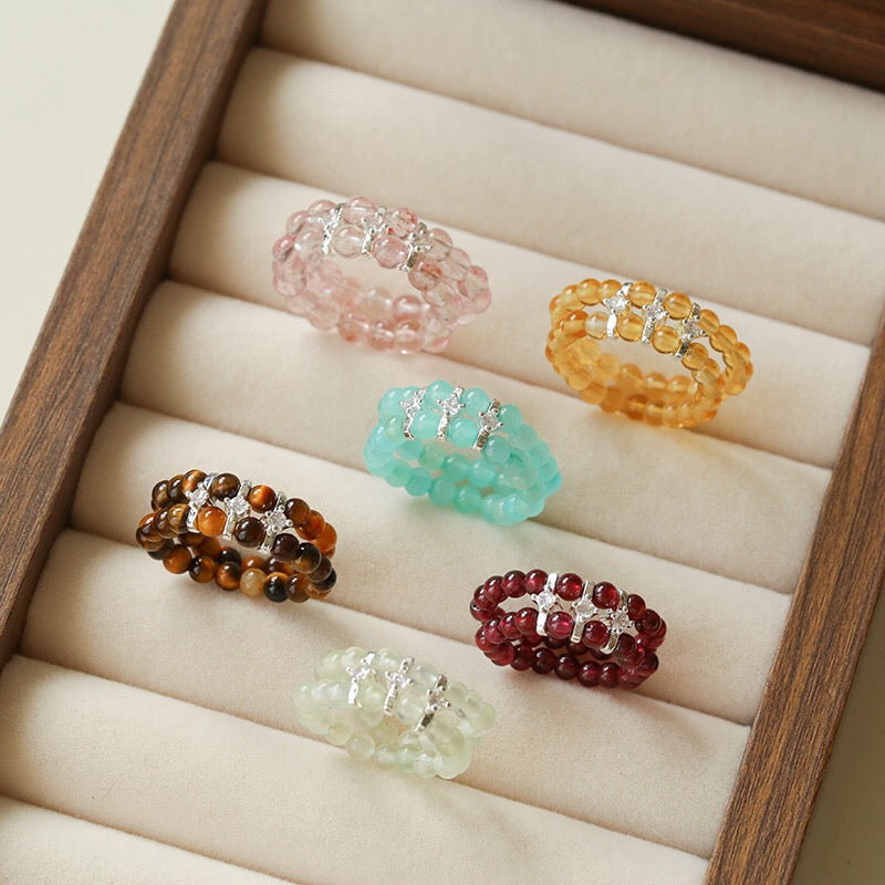The Earth’s Treasure: Natural Gemstone Beaded Rings