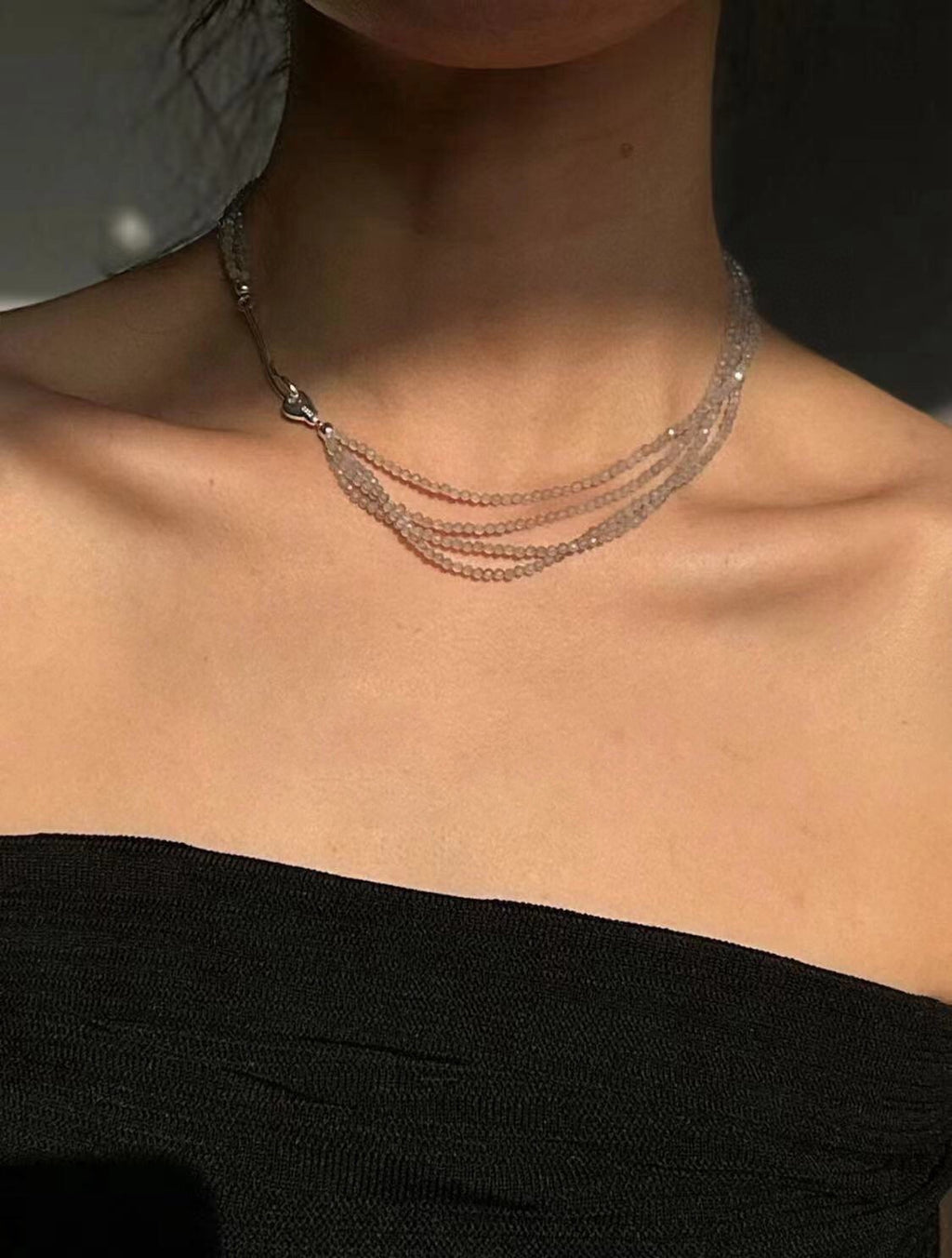 Lunar Glow: Multi-Strand Natural Labradorite Necklace