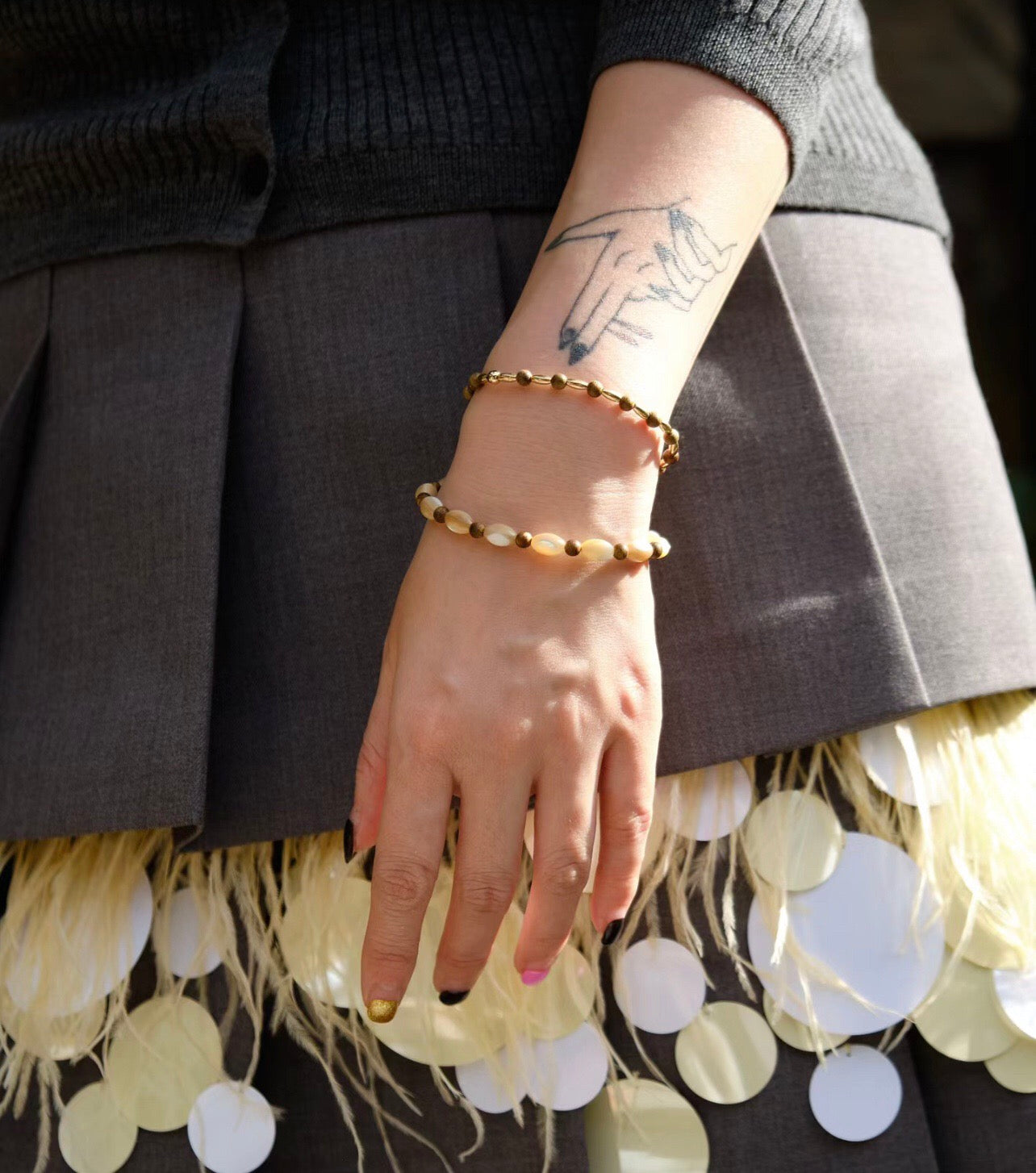 Forest Whispers: Wooden & Shell Double-Layer Bracelet
