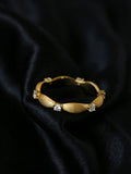 Vintage Silk: Brushed Gold Zircon Ring Sterling Silver
