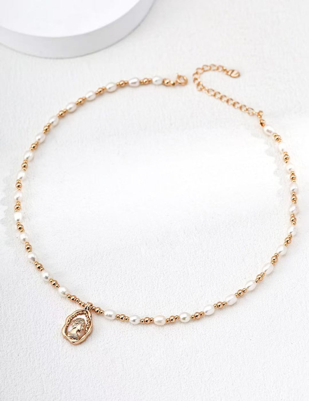 S925 Sterling Silver Vintage Cameo Necklace | Fluid Frame & Wheat Motif