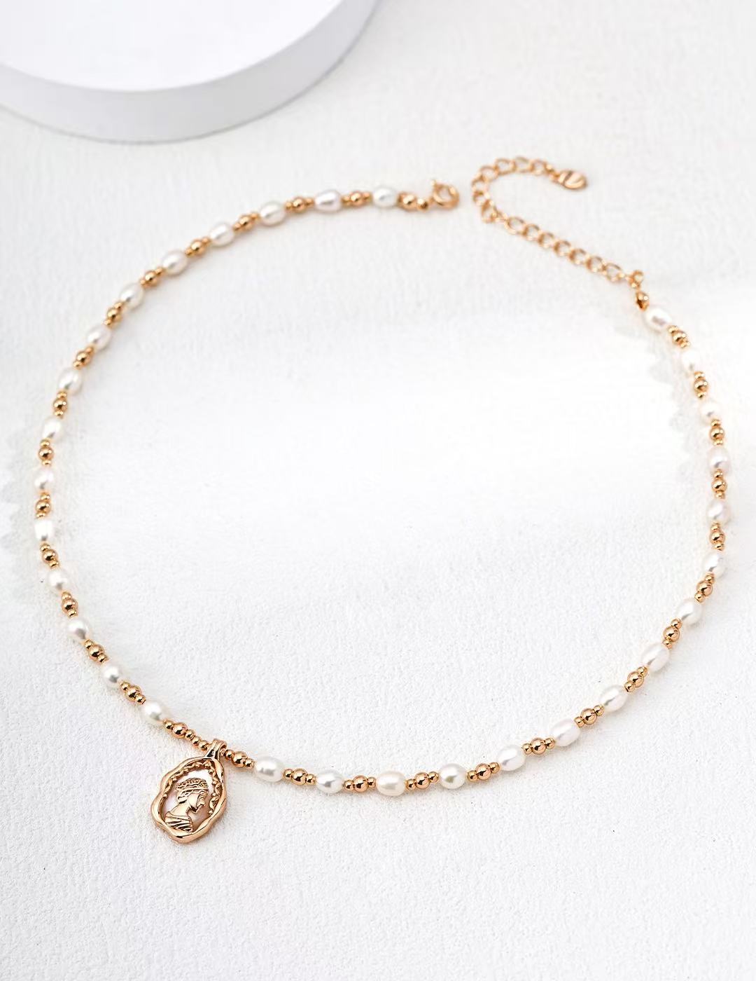 S925 Sterling Silver Vintage Cameo Necklace | Fluid Frame & Wheat Motif
