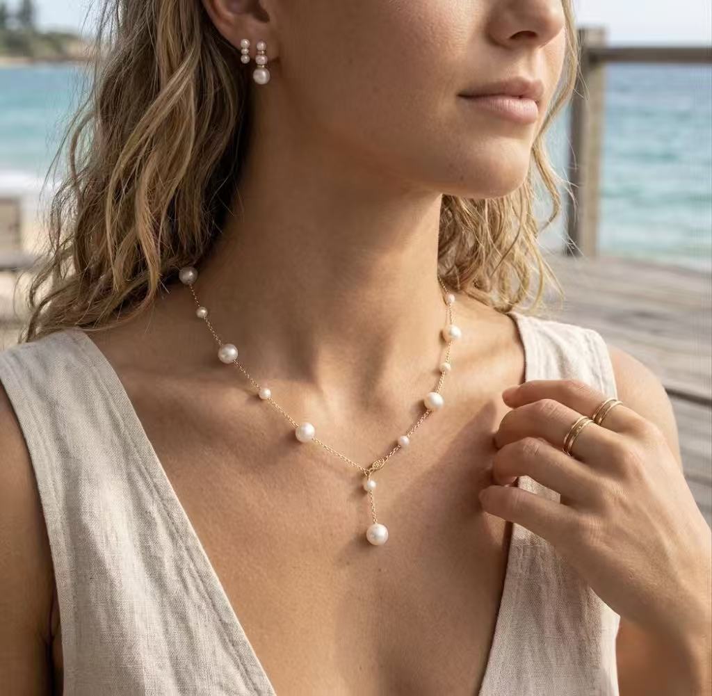 The Luminous Rhythms Gradient Pearl Necklace