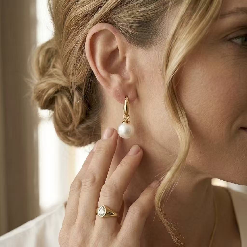 The Elysian Link Freshwater Pearl Drop Earrings